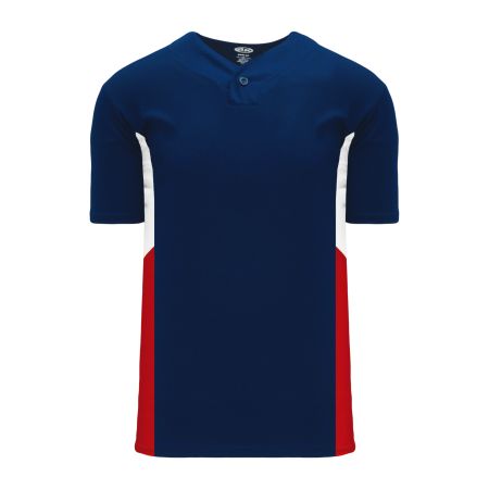 BA1763 One Button Baseball Jersey - Navy/Red/White