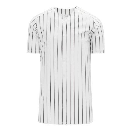 BA524 Full Button Baseball Jersey - White/Black