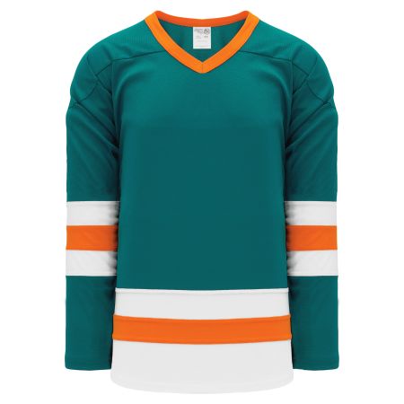 H6500 League Hockey Jersey - Pacific Teal/White/Orange