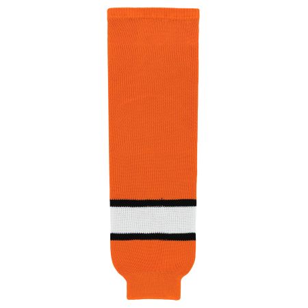 HS630 Knitted Striped Hockey Socks - Orange/Black/White