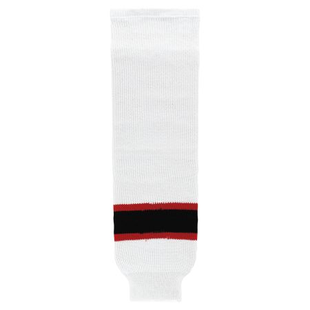 HS630 Knitted Striped Hockey Socks - New Jersey White