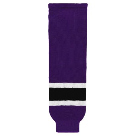 HS630 Knitted Striped Hockey Socks - Purple/Black/White