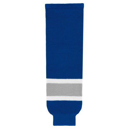 HS630 Knitted Striped Hockey Socks - Royal/Grey/White