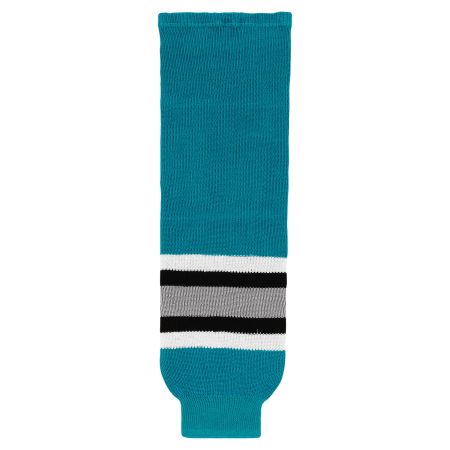 HS630 Knitted Striped Hockey Socks - San Jose Teal