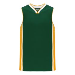 B1715 Pro Basketball Jersey - Dark Green/Gold/White