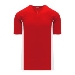 BA1343 One Button Baseball Jersey - Red/White
