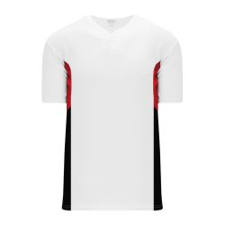BA1763 One Button Baseball Jersey - White/Black/Red