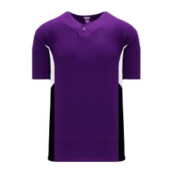 BA1763 One Button Baseball Jersey - Purple/Black/White