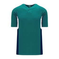BA1763 One Button Baseball Jersey - Pacific Teal/Navy/White