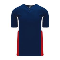 BA1763 One Button Baseball Jersey - Navy/Red/White