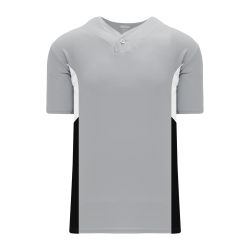 BA1763 One Button Baseball Jersey - Grey/White/Black