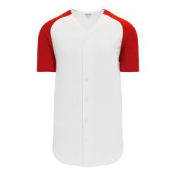 BA1875 Full Button Baseball Jersey - White/Red