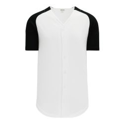 BA1875 Full Button Baseball Jersey - White/Black