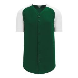 BA1875 Full Button Baseball Jersey - Dark Green/White