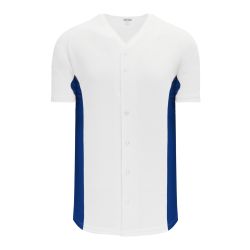 BA1890 Full Button Baseball Jersey - White/Royal