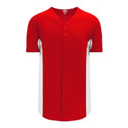 BA1890 Full Button Baseball Jersey - Red/White