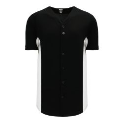 BA1890 Full Button Baseball Jersey - Black/White