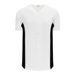 BA1890 Full Button Baseball Jersey - White/Black