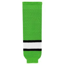 HS630 Knitted Striped Hockey Socks - Lime Green/Black/White