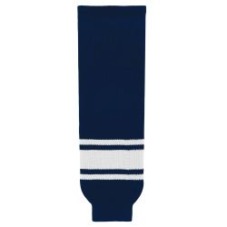 HS630 Knitted Striped Hockey Socks - Navy/White