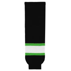 HS630 Knitted Striped Hockey Socks - Black/White/Lime Green