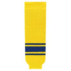 HS630 Knitted Striped Hockey Socks - Maize/Royal