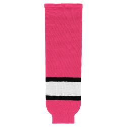 HS630 Knitted Striped Hockey Socks - Pink/White/Black