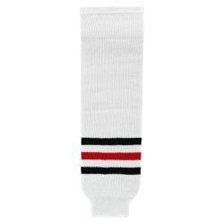 HS630 Knitted Striped Hockey Socks - Chicago White