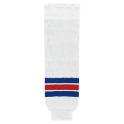HS630 Knitted Striped Hockey Socks - New York Rangers White