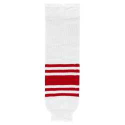 HS630 Knitted Striped Hockey Socks - Detroit Retro White