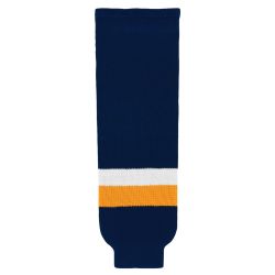 HS630 Knitted Striped Hockey Socks - Navy/Gold/White
