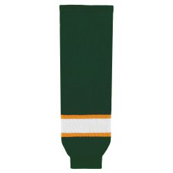 HS630 Knitted Striped Hockey Socks - Dark Green/Gold/White