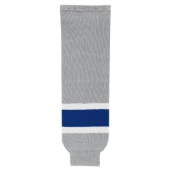 HS630 Knitted Striped Hockey Socks - Grey/Royal/White