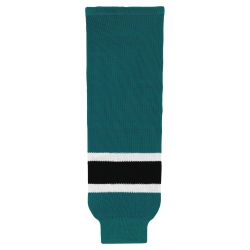 HS630 Knitted Striped Hockey Socks - Pacific Teal/Black/White