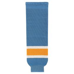 HS630 Knitted Striped Hockey Socks - Sky/Gold/White