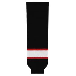 HS630 Knitted Striped Hockey Socks - Ottawa Black With White Stripe
