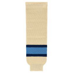 HS630 Knitted Striped Hockey Socks - Sand/Navy/Sky