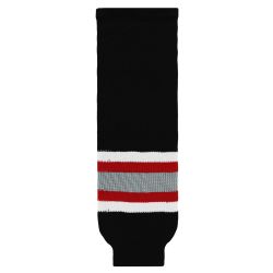 HS630 Knitted Striped Hockey Socks - Buffalo Black