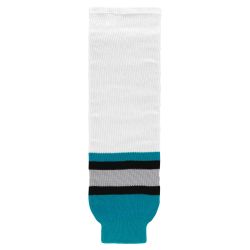HS630 Knitted Striped Hockey Socks - San Jose White