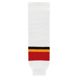 HS630 Knitted Striped Hockey Socks - New Calgary 3rd White