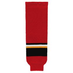 HS630 Knitted Striped Hockey Socks - New Calgary 3rd Red
