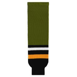 HS630 Knitted Striped Hockey Socks - Brampton Olive