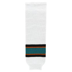 HS630 Knitted Striped Hockey Socks - 2009 San Jose White