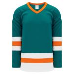 H6500 League Hockey Jersey - Pacific Teal/White/Orange - Front