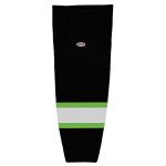 HS2100 Lightweight Pro Hockey Socks - Black/White/Lime Green - Front