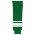 HS630 Knitted Striped Hockey Socks - Kelly/White - Front