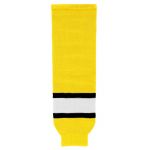 HS630 Knitted Striped Hockey Socks - Maize/Black/White - Front