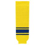 HS630 Knitted Striped Hockey Socks - Maize/Royal - Front