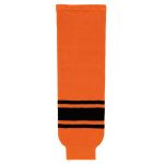 HS630 Knitted Striped Hockey Socks - Orange/Black - Front