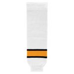HS630 Knitted Striped Hockey Socks - Boston White - Front